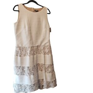 SLNY Womens Tiered Lace Sleeveless Cocktail Dress Size 12 White 114005